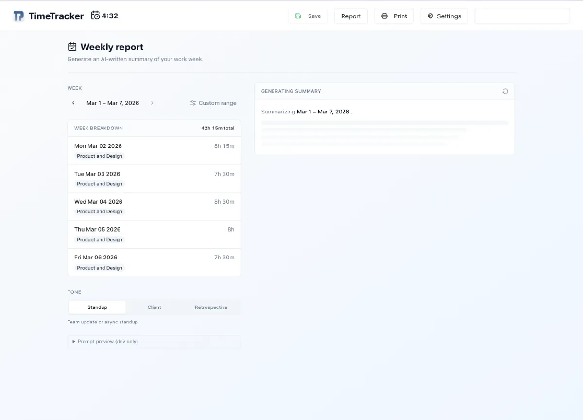 Report generation preview